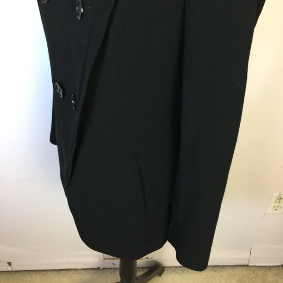 Vtg Ann Taylor Jacket Blazer 8P Womans Black Wool Double Breasted Ruffle Collar - Picture 14 of 15